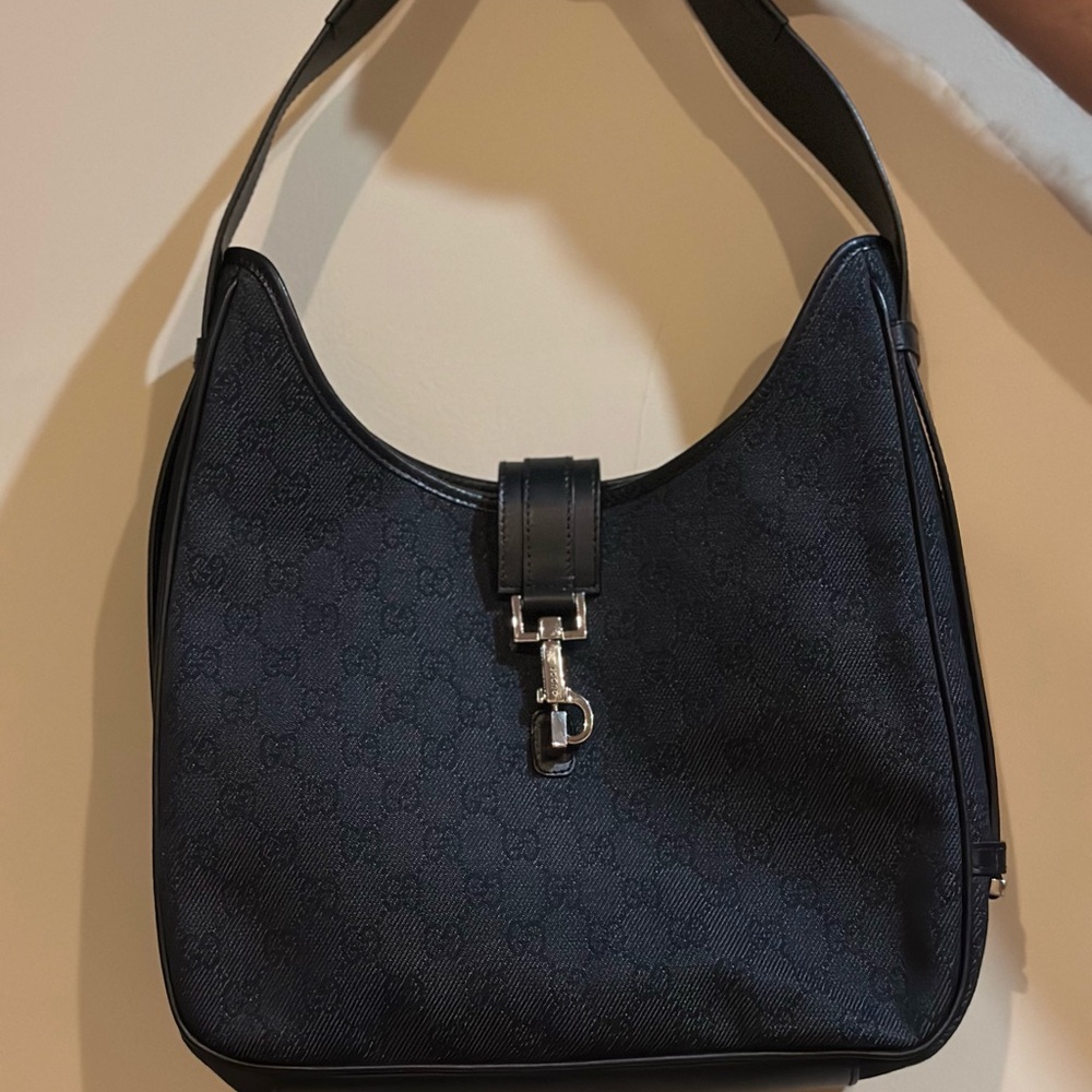 Gucci Black Shoulder Bag with Silver Accent